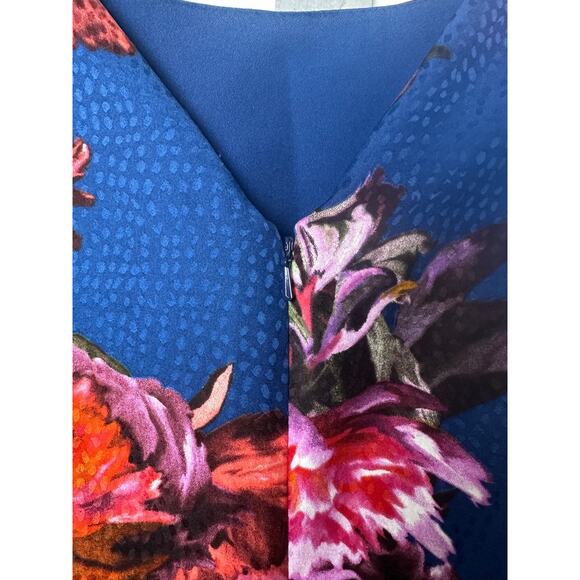 Anthropologie Moulinette Soeurs 8 Rosado Blue Floral Sheath Dress Cocktail B19 - Picture 6 of 9